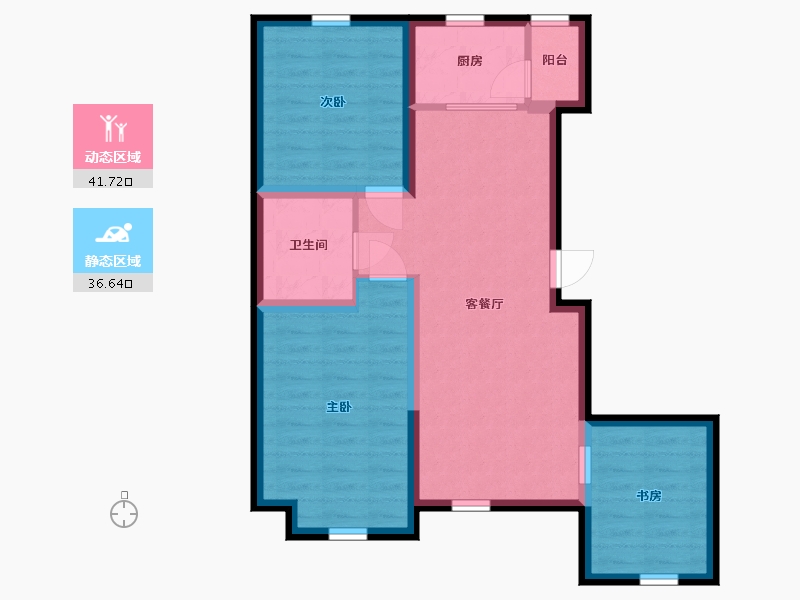 吉林省-长春市-剑桥春雨-69.52-户型库-动静分区