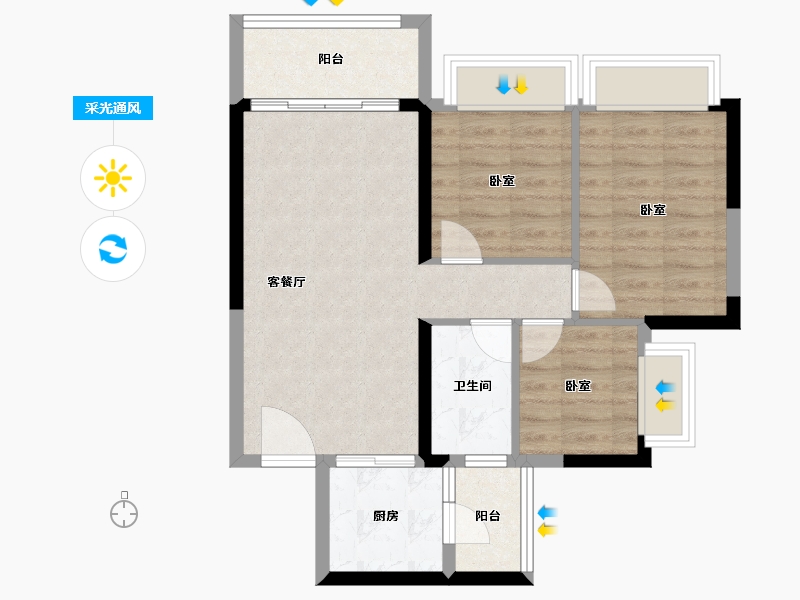 广东省-广州市-敏捷绿湖首府-66.67-户型库-采光通风