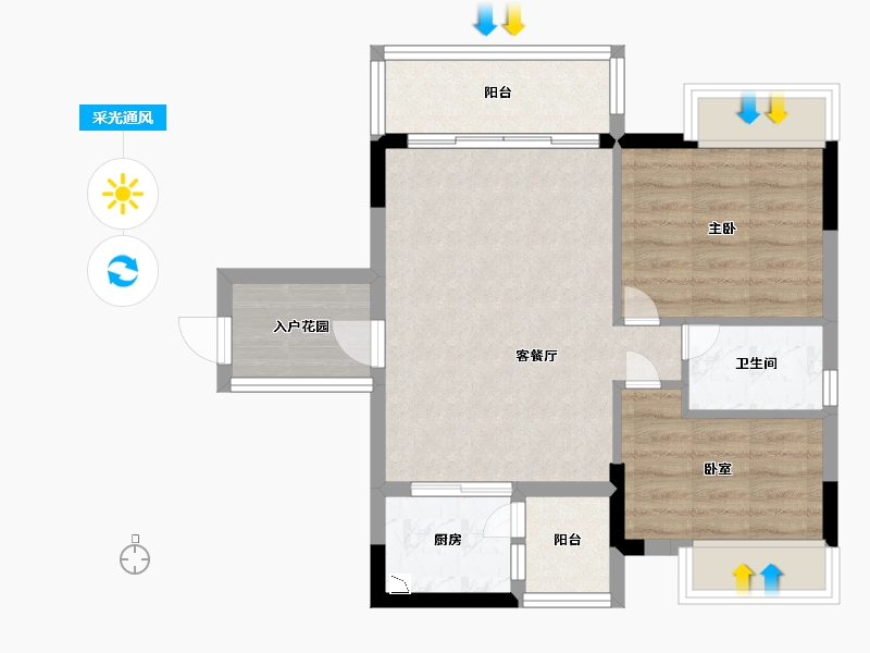 广东省-广州市-巴厘天地上苑-59.41-户型库-采光通风