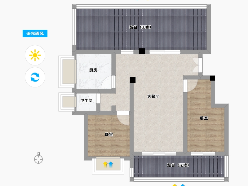 安徽省-黄山市-滨江画苑-75.01-户型库-采光通风