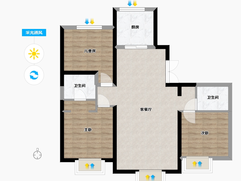 吉林省-长春市-融汇中央广场-77.94-户型库-采光通风