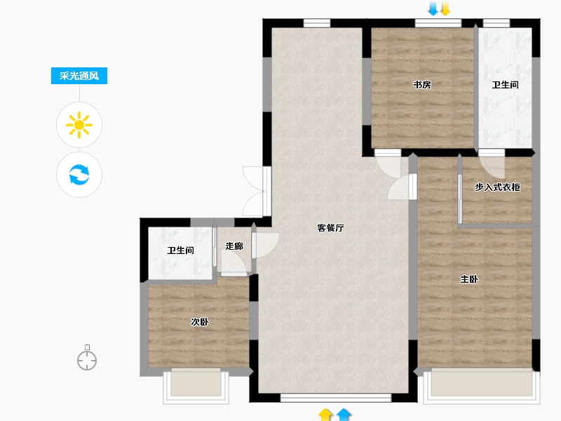 吉林省-长春市-良品柏宏筑福里-95.41-户型库-采光通风