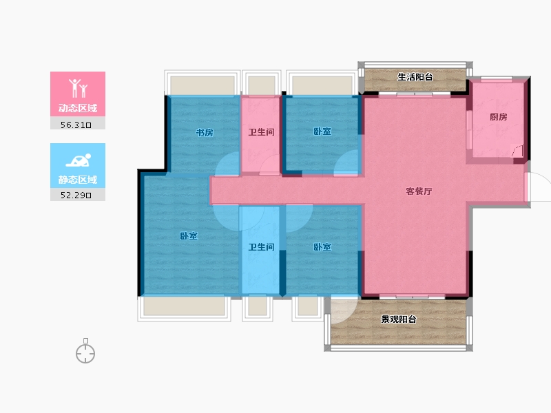 广东省-湛江市-山湖海·奥园江山府-111.54-户型库-动静分区