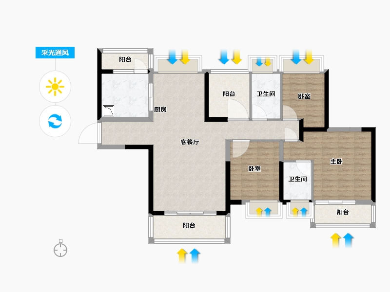 广东省-广州市-宏宇天御江畔-113.00-户型库-采光通风