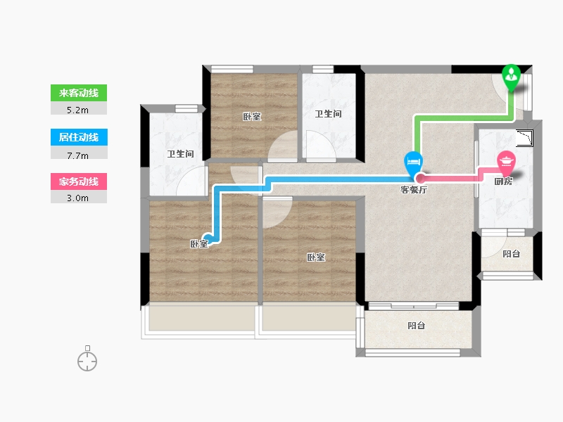 广东省-广州市-叠溪花园-71.00-户型库-动静线