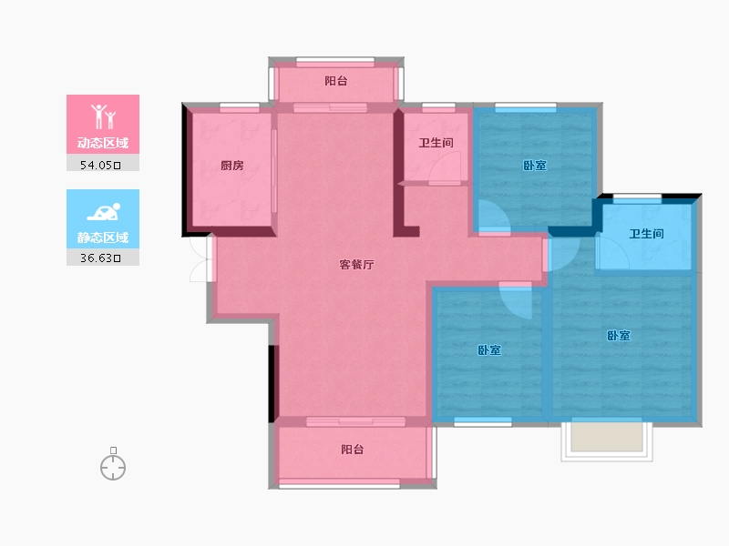 湖南省-长沙市-青竹湖曦园·天骄-80.04-户型库-动静分区