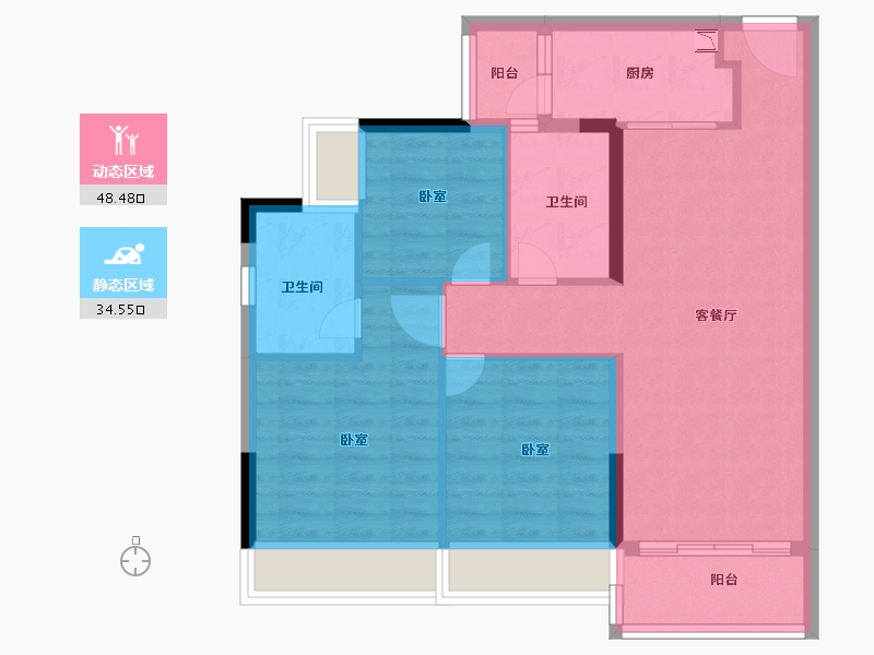 广东省-广州市-叠溪花园-74.00-户型库-动静分区