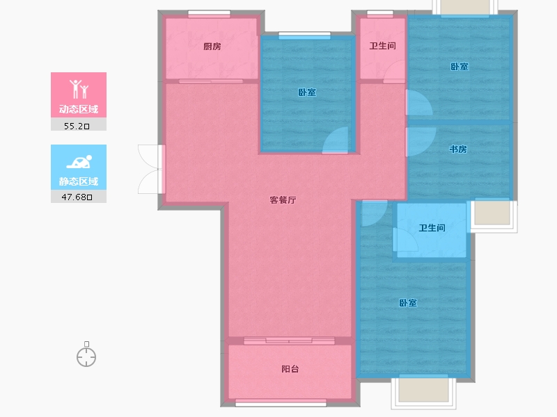 湖南省-长沙市-广垦华府·浏阳-93.05-户型库-动静分区