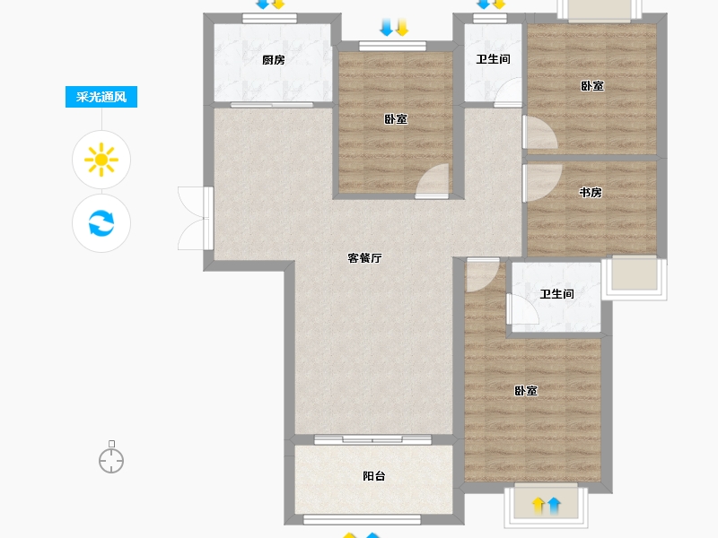 湖南省-长沙市-广垦华府·浏阳-93.05-户型库-采光通风