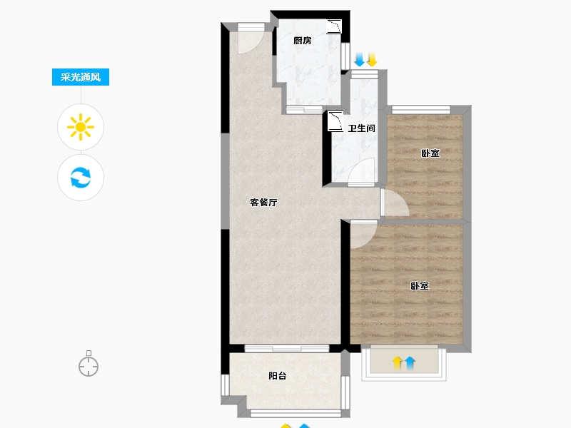 广东省-广州市-大理雅美湾-59.45-户型库-采光通风