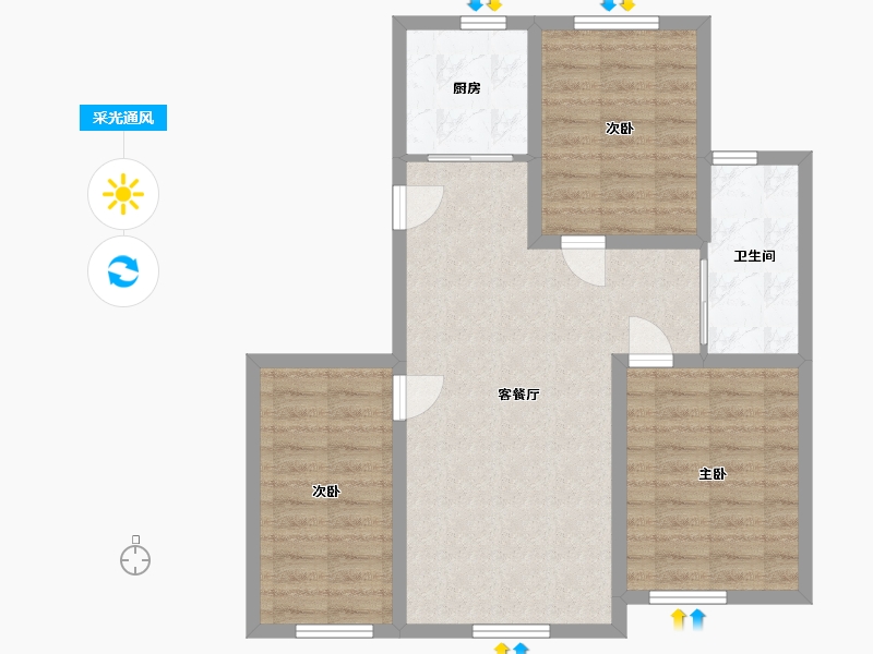 吉林省-长春市-鑫海幸福城-74.91-户型库-采光通风