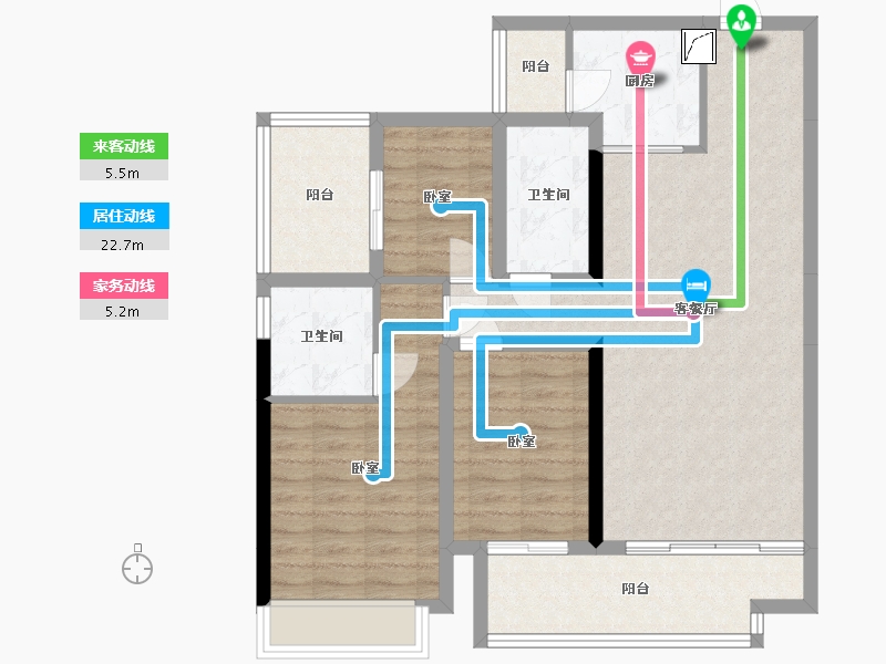 湖南省-郴州市-美的仁大铂悦府-93.95-户型库-动静线