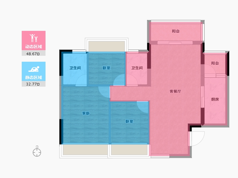 广东省-肇庆市-海晟花园-72.88-户型库-动静分区