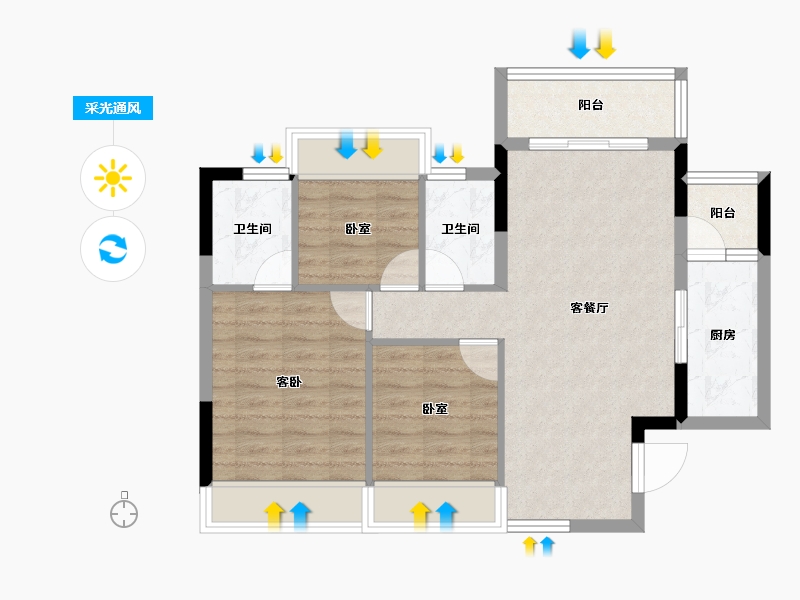 广东省-肇庆市-海晟花园-72.88-户型库-采光通风