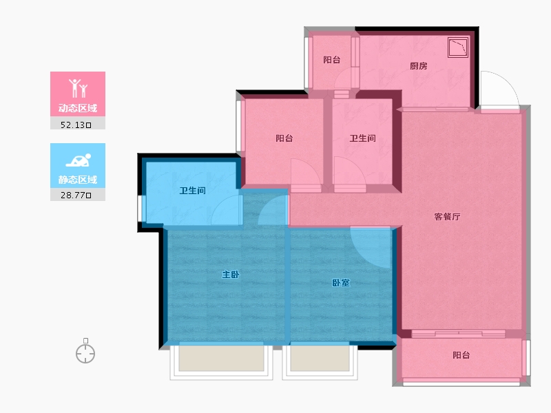 广东省-广州市-宏宇天御江畔-71.00-户型库-动静分区