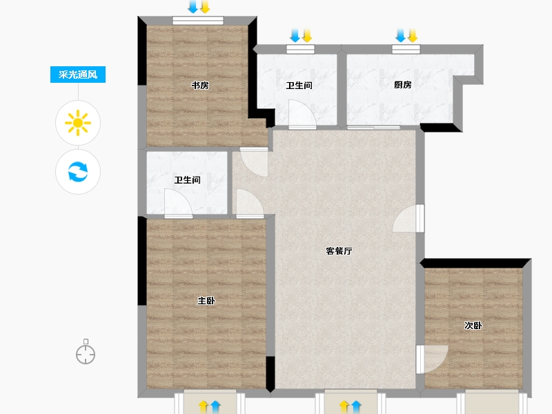 吉林省-长春市-益田假日天地-82.37-户型库-采光通风