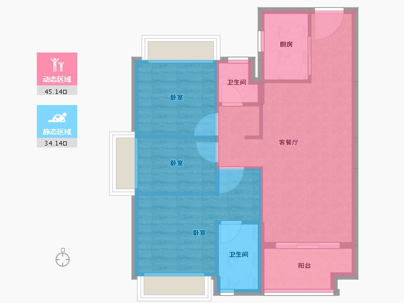 广东省-深圳市-万科中天宏远魅力之城-71.36-户型库-动静分区