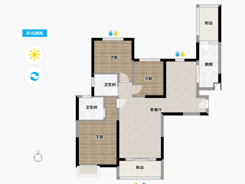 吉林省-长春市-恒大江湾-109.00-户型库-采光通风