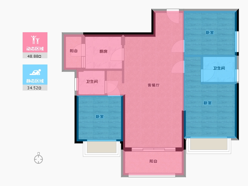 广东省-惠州市-文鼎华府-74.83-户型库-动静分区