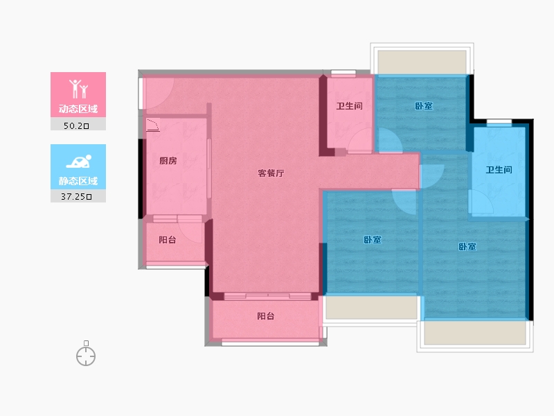 广东省-广州市-叠溪花园-78.00-户型库-动静分区