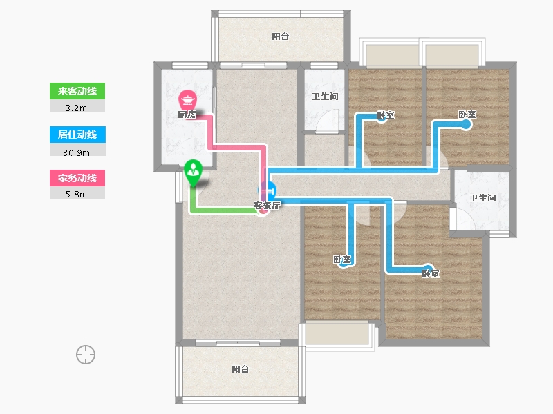 湖南省-怀化市-金时花园二期-115.70-户型库-动静线