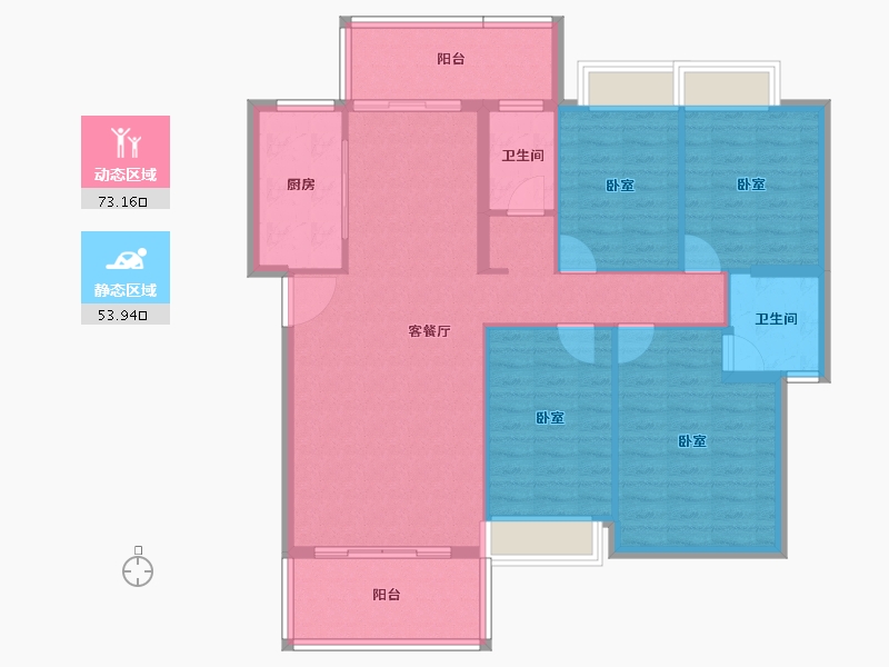 湖南省-怀化市-金时花园二期-115.70-户型库-动静分区