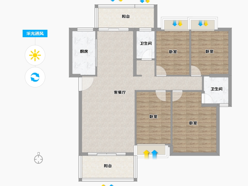 湖南省-怀化市-金时花园二期-115.70-户型库-采光通风