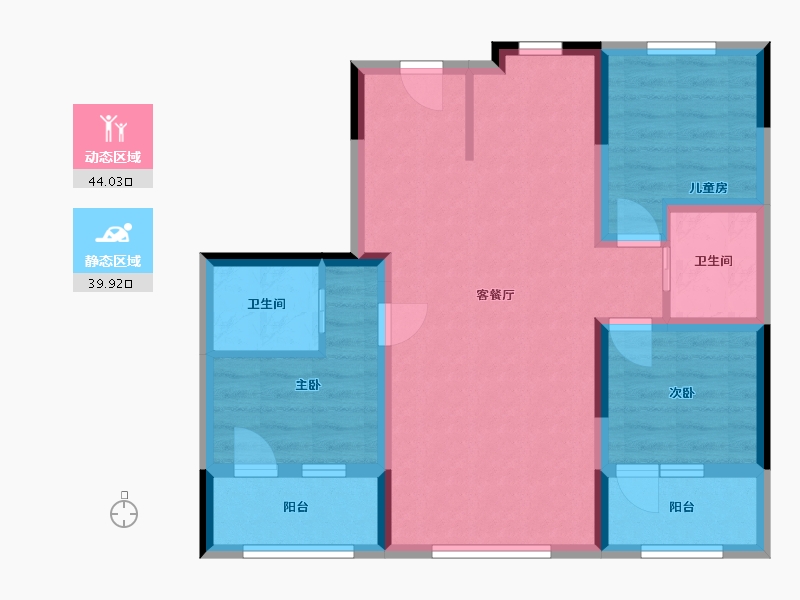 吉林省-长春市-富腾御湖壹号院-73.86-户型库-动静分区