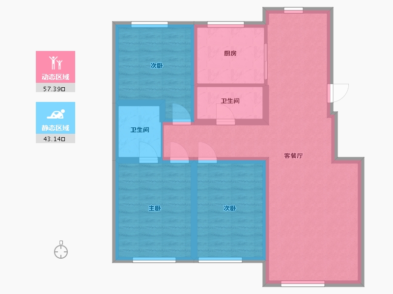 吉林省-长春市-鑫海幸福城-89.54-户型库-动静分区