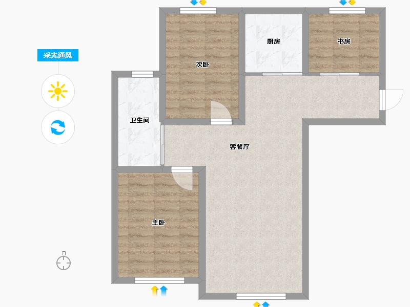 吉林省-长春市-鑫海幸福城-74.63-户型库-采光通风