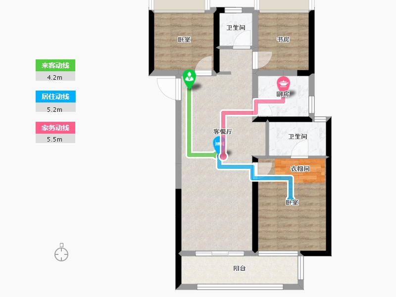 湖北省-孝感市-力标·澴河壹号院-74.46-户型库-动静线