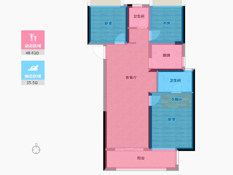 湖北省-孝感市-力标·澴河壹号院-74.46-户型库-动静分区