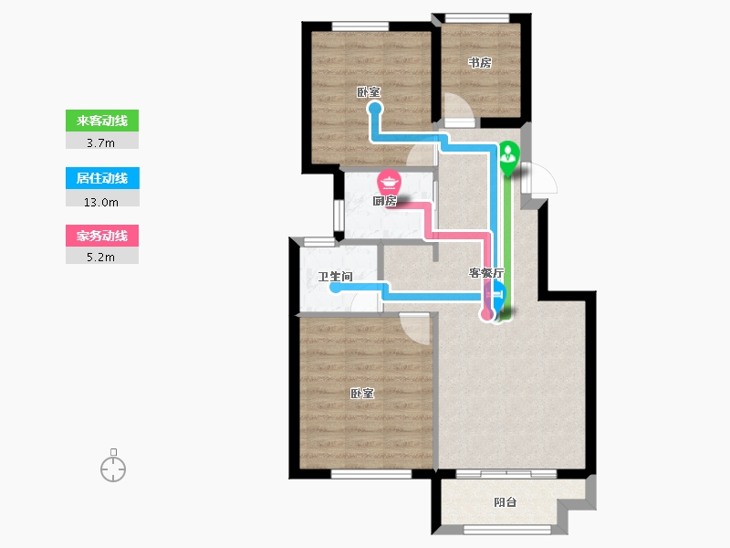 浙江省-宁波市-湖心别院-69.20-户型库-动静线