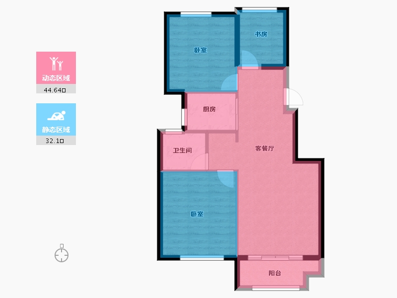 浙江省-宁波市-湖心别院-69.20-户型库-动静分区