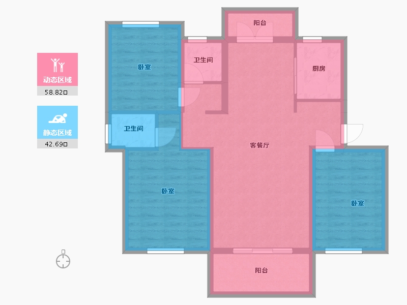 湖北省-孝感市-盛世豪庭-90.76-户型库-动静分区