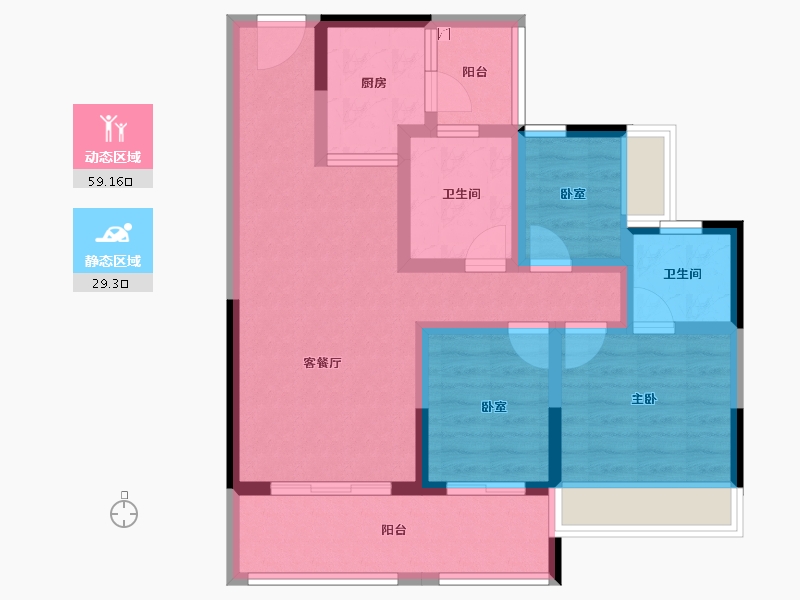 广东省-肇庆市-敏捷水映澜山-76.85-户型库-动静分区