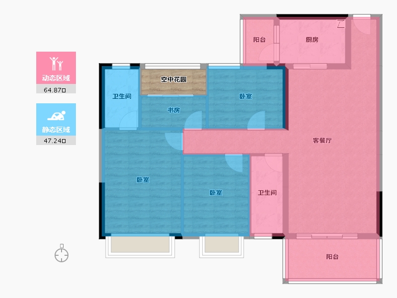 广东省-江门市-华悦·阳光里-104.42-户型库-动静分区