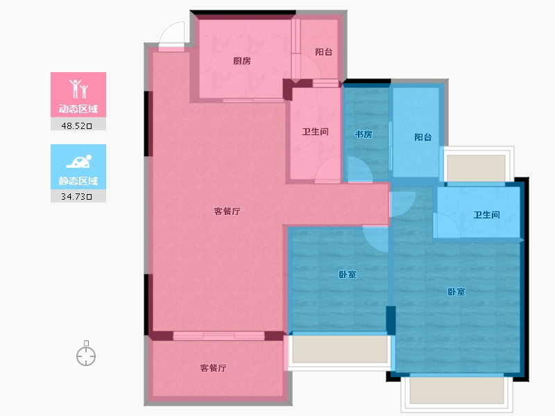 广东省-佛山市-谊泰豪苑-74.00-户型库-动静分区