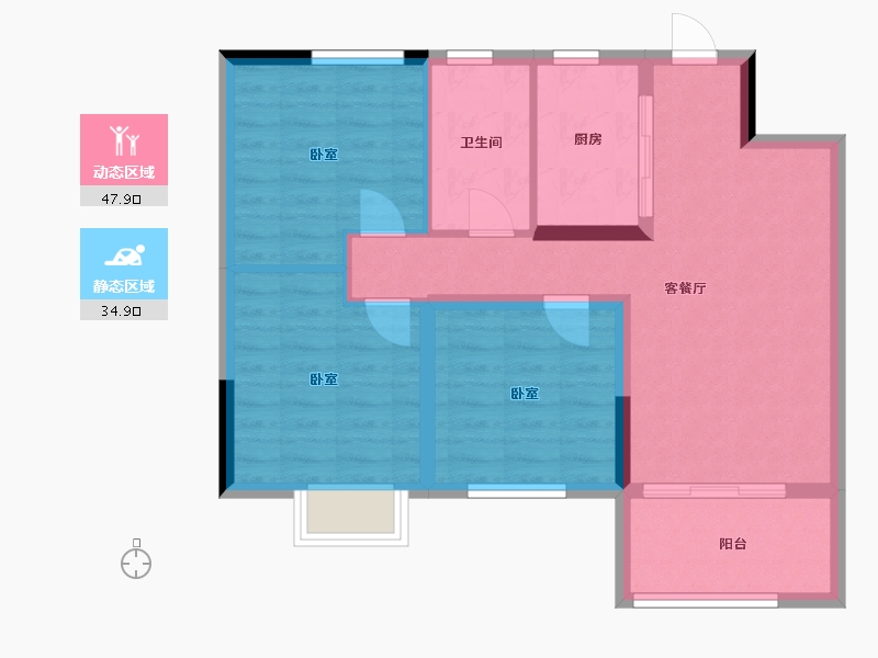 河南省-郑州市-新密正商城-74.01-户型库-动静分区