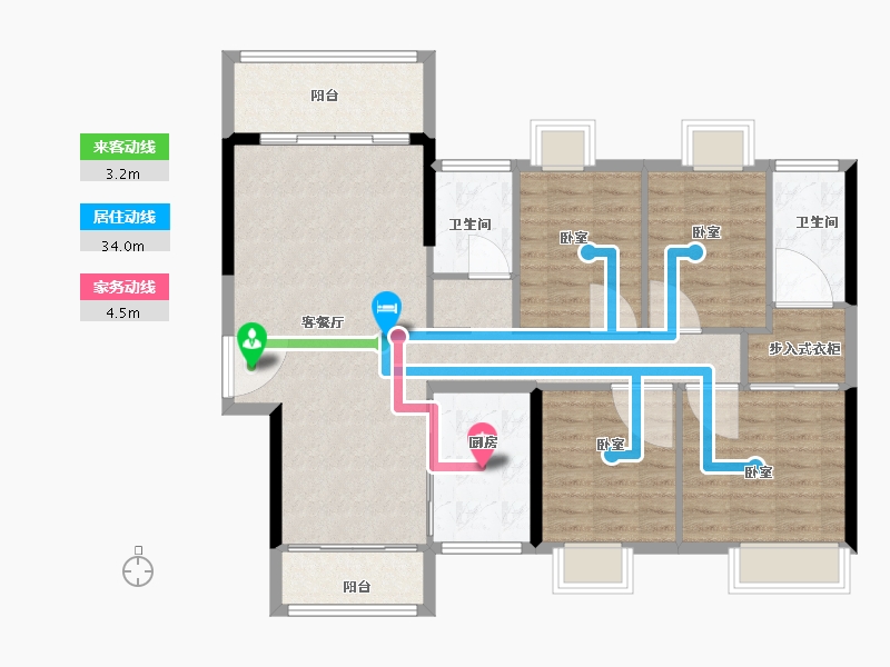 广东省-佛山市-美的明湖花园-106.00-户型库-动静线