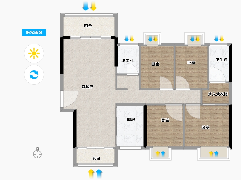 广东省-佛山市-美的明湖花园-106.00-户型库-采光通风