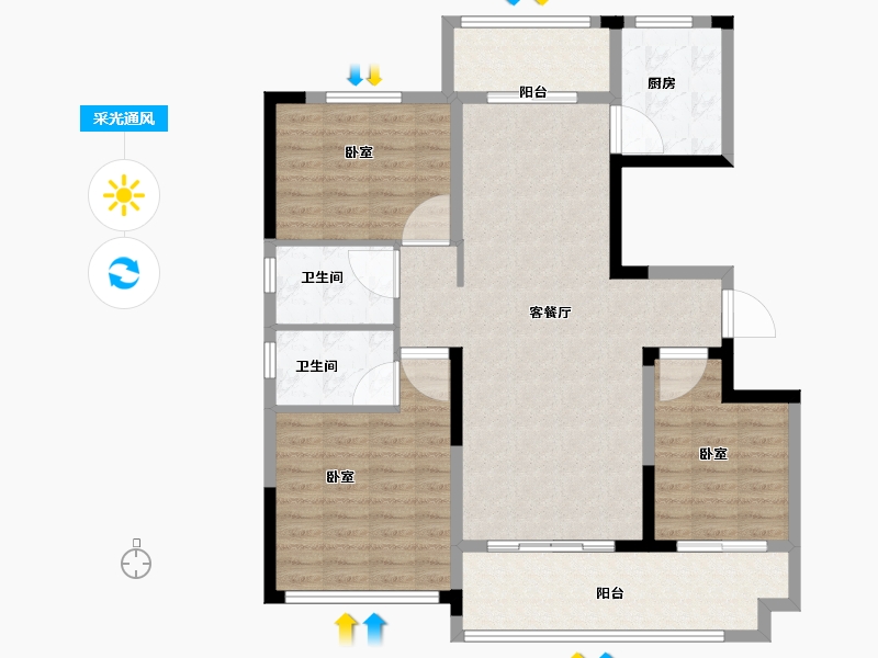 河南省-周口市-万达香蜜湖-103.45-户型库-采光通风