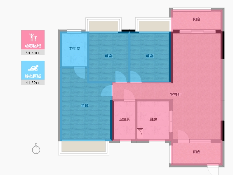 广东省-广州市-时代天韵-85.88-户型库-动静分区