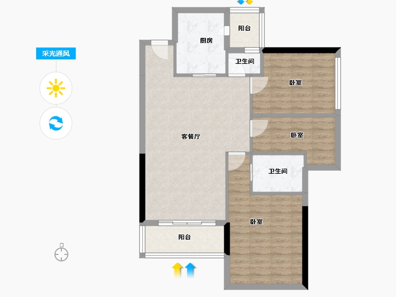 广东省-江门市-嶺江一品-83.40-户型库-采光通风