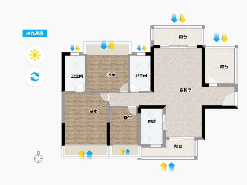 广东省-湛江市-敏捷珑玥台-91.00-户型库-采光通风