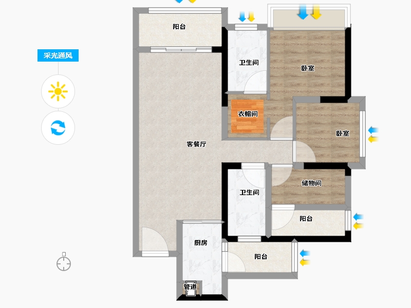 广东省-佛山市-朝安金茂悦-79.00-户型库-采光通风