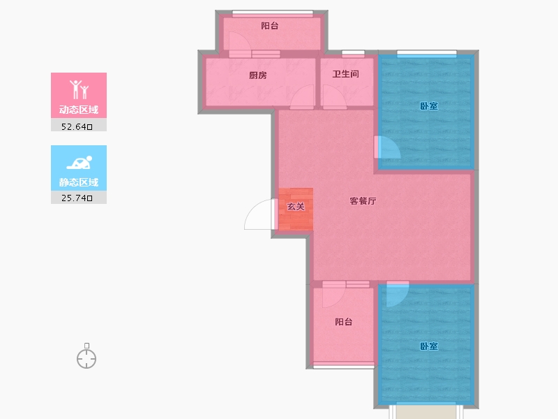 吉林省-长春市-新大赛维利亚小镇-69.45-户型库-动静分区