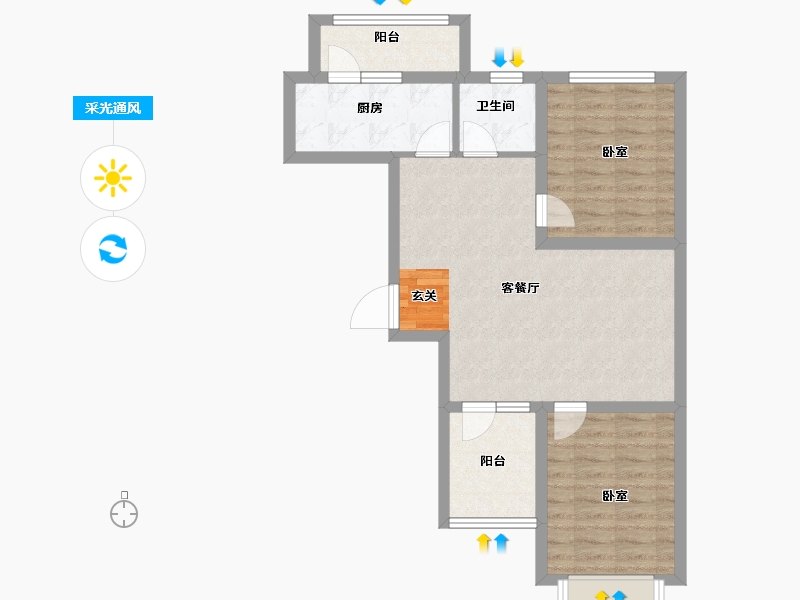 吉林省-长春市-新大赛维利亚小镇-69.45-户型库-采光通风