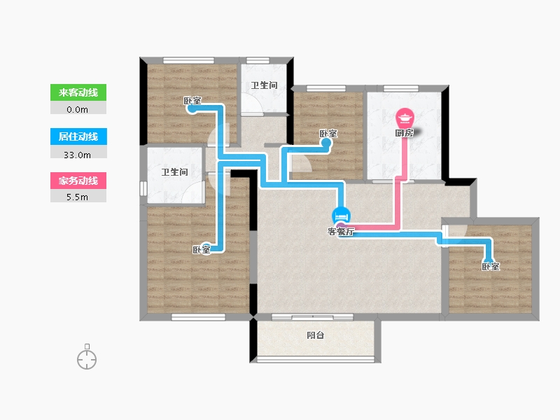 湖南省-长沙市-鸿海·公园里-99.85-户型库-动静线