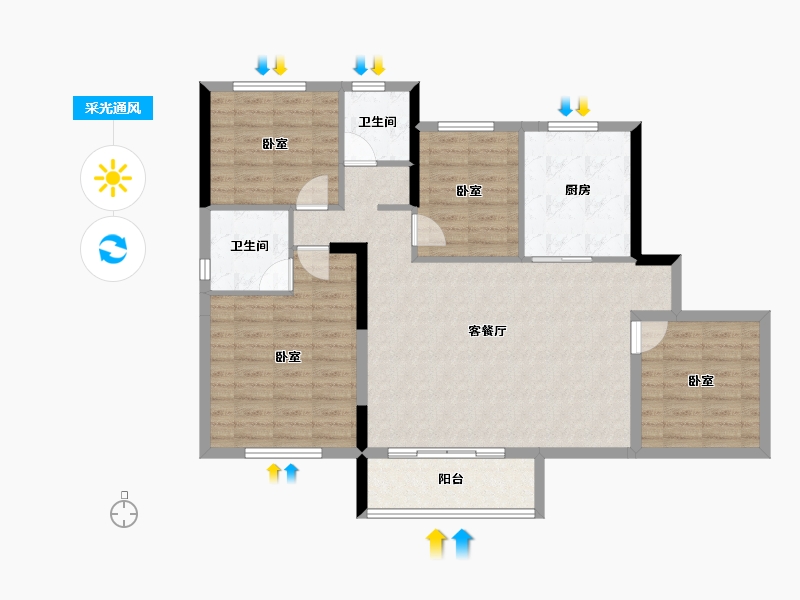 湖南省-长沙市-鸿海·公园里-99.85-户型库-采光通风